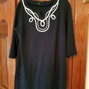 Talbots navy dress with nautical trim